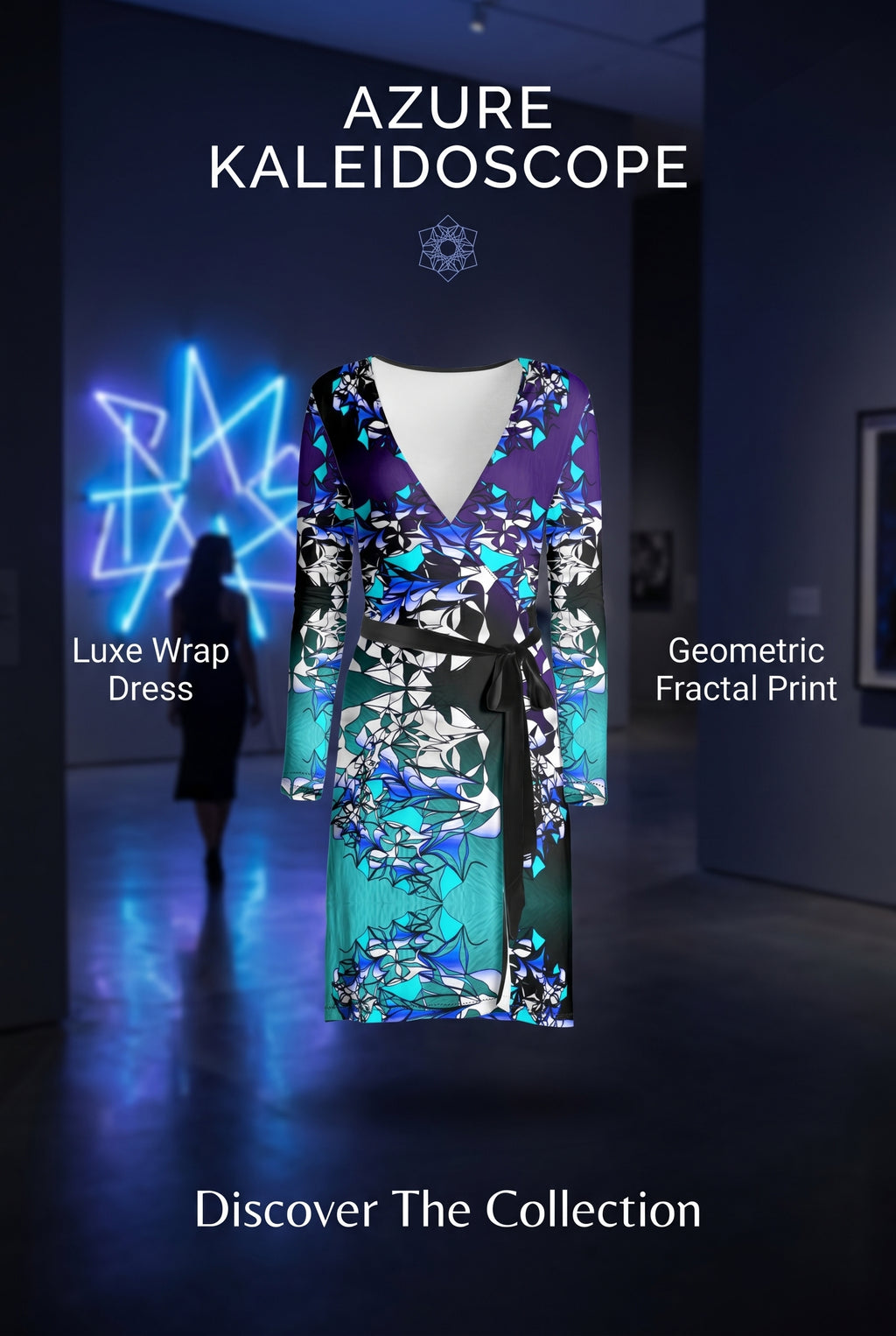 Daisy Inferno™ Azure Kaleidoscope Luxe Wrap Dress
