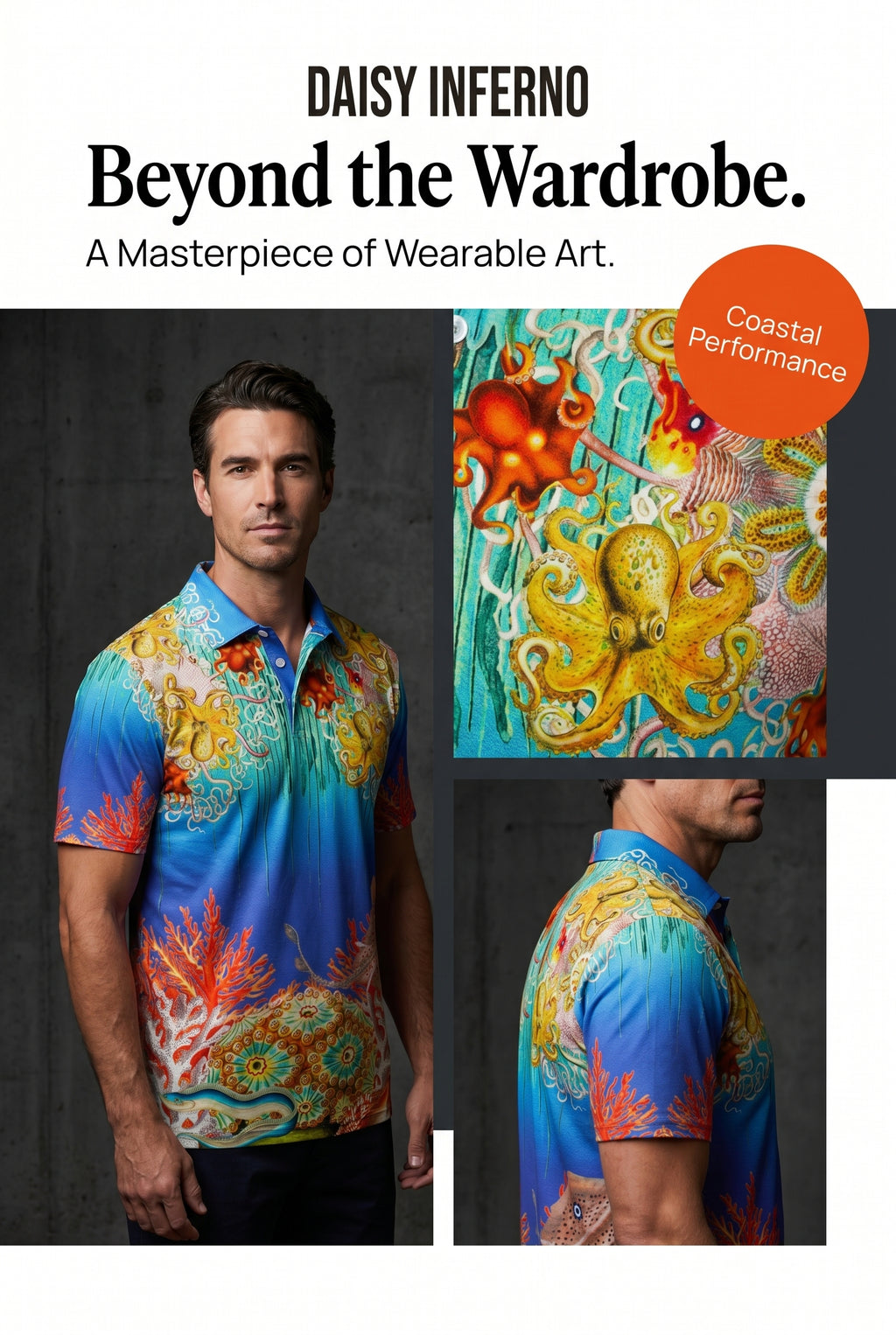 Daisy Inferno™ Abyssal Bloom Men’s Polo Shirt