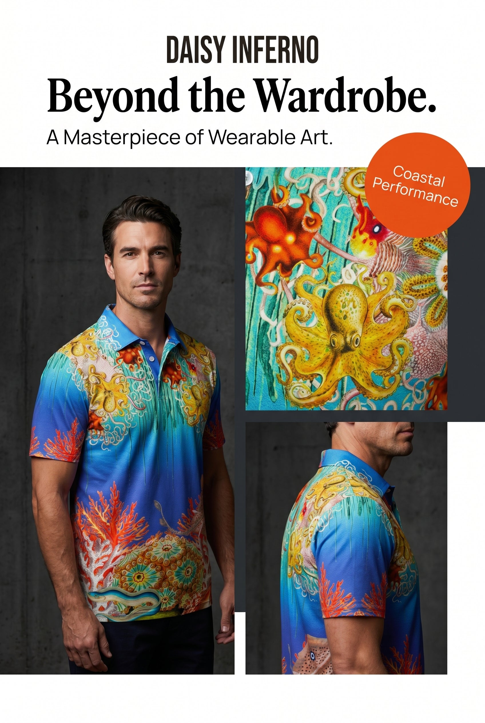 Daisy Inferno™ Abyssal Bloom Men’s Polo Shirt