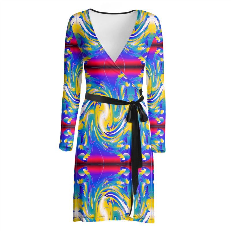 Daisy Inferno™ The Electric Horizon Kinetic Wrap Dress