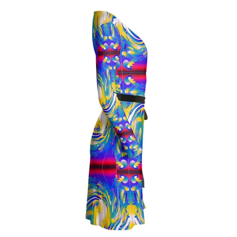 Daisy Inferno™ The Electric Horizon Kinetic Wrap Dress
