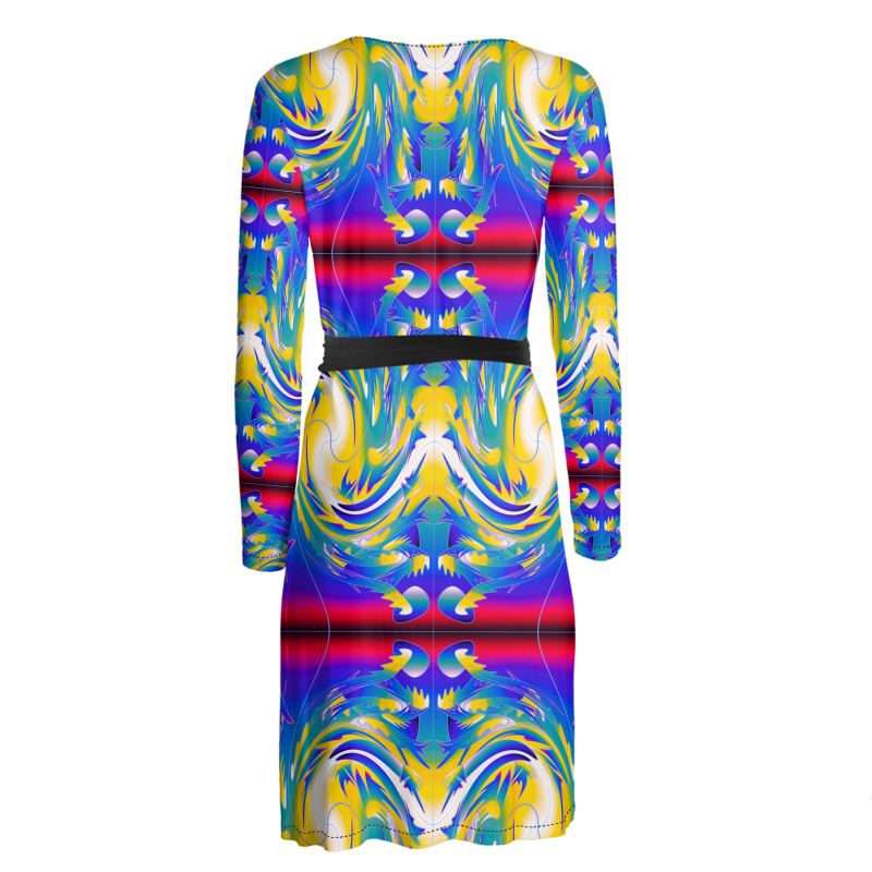 Daisy Inferno™ The Electric Horizon Kinetic Wrap Dress
