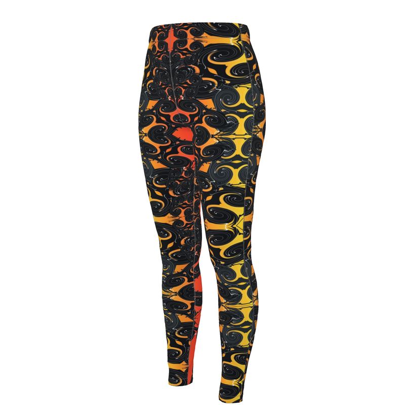 Daisy Inferno™ Solar Flare Vortex High-Waisted Leggings – Squat-Proof, Tummy Control Athletic Yoga Pants (2XL-XXL)