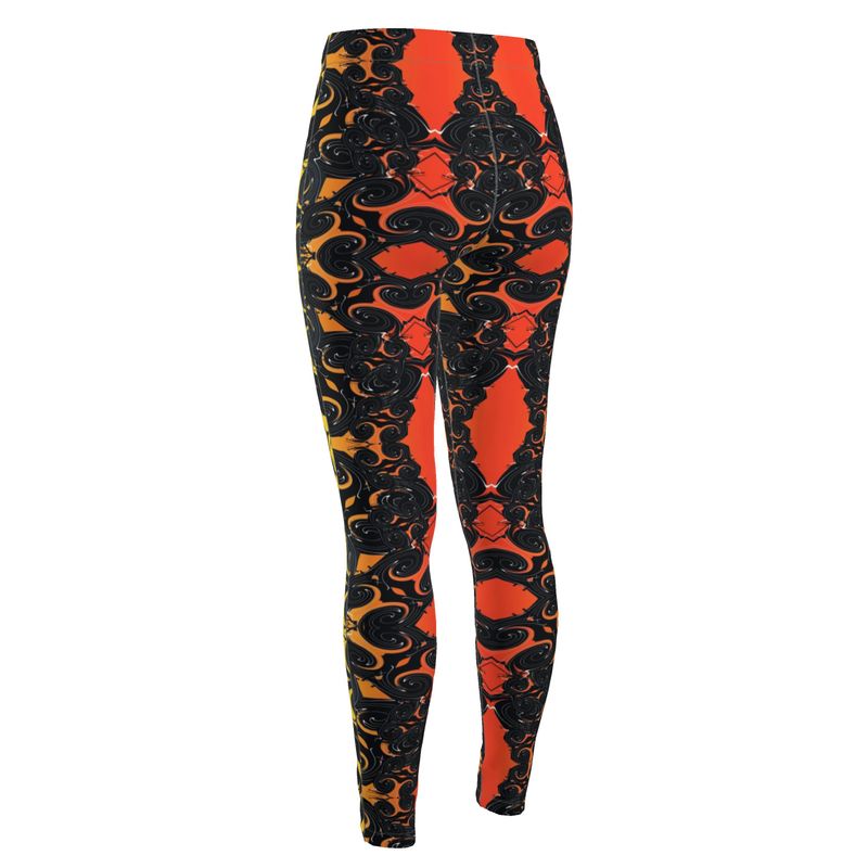 Daisy Inferno™ Solar Flare Vortex High-Waisted Leggings – Squat-Proof, Tummy Control Athletic Yoga Pants (2XL-XXL)