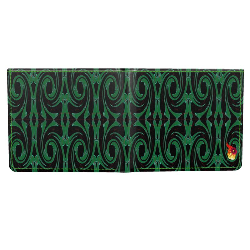 The Verdant Vortex Men's Leather Bifold Wallet By Daisy Inferno
