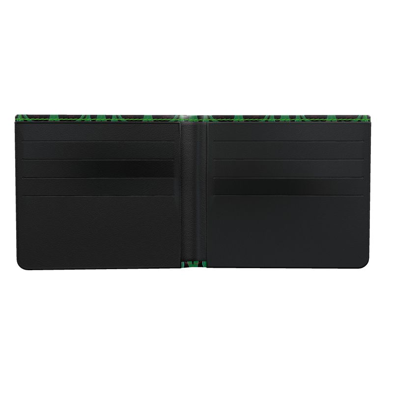 The Verdant Vortex Men's Leather Bifold Wallet By Daisy Inferno