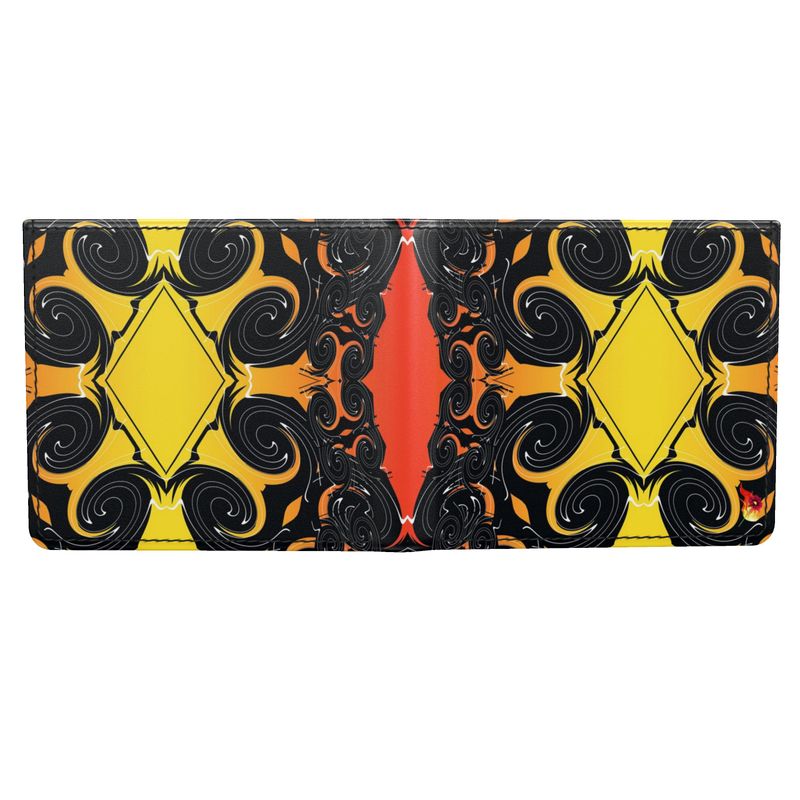 Daisy Inferno Solar Flare Men's Premium Leather Bifold Wallet