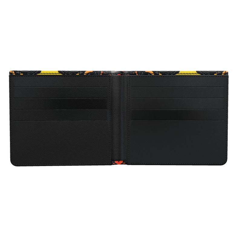 Daisy Inferno Solar Flare Men's Premium Leather Bifold Wallet