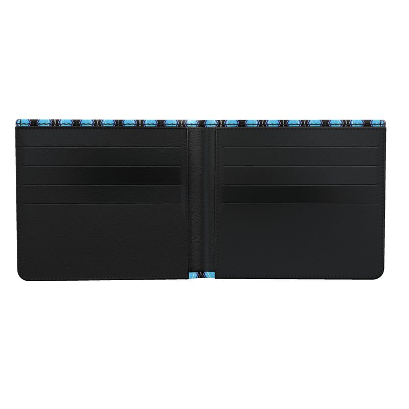 Daisy Inferno Men’s Leather Bifold Wallet – Turquoise Frequency