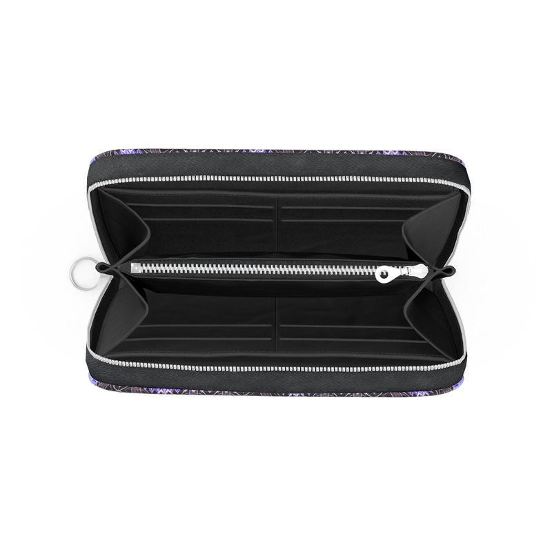 Daisy Inferno Women’s Leather Zip-Around Wallet – Lavender Pulse