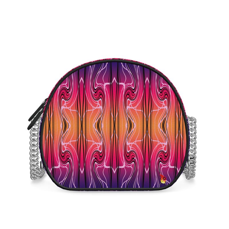 Daisy Inferno | Designer Round Crossbody Bag – Crimson Wave