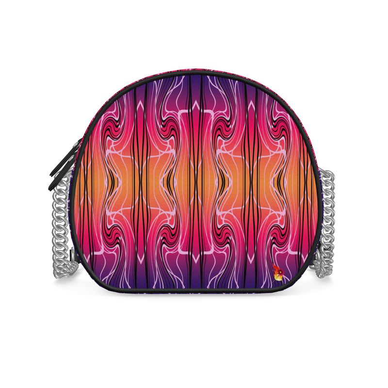 Daisy Inferno | Designer Round Crossbody Bag – Crimson Wave