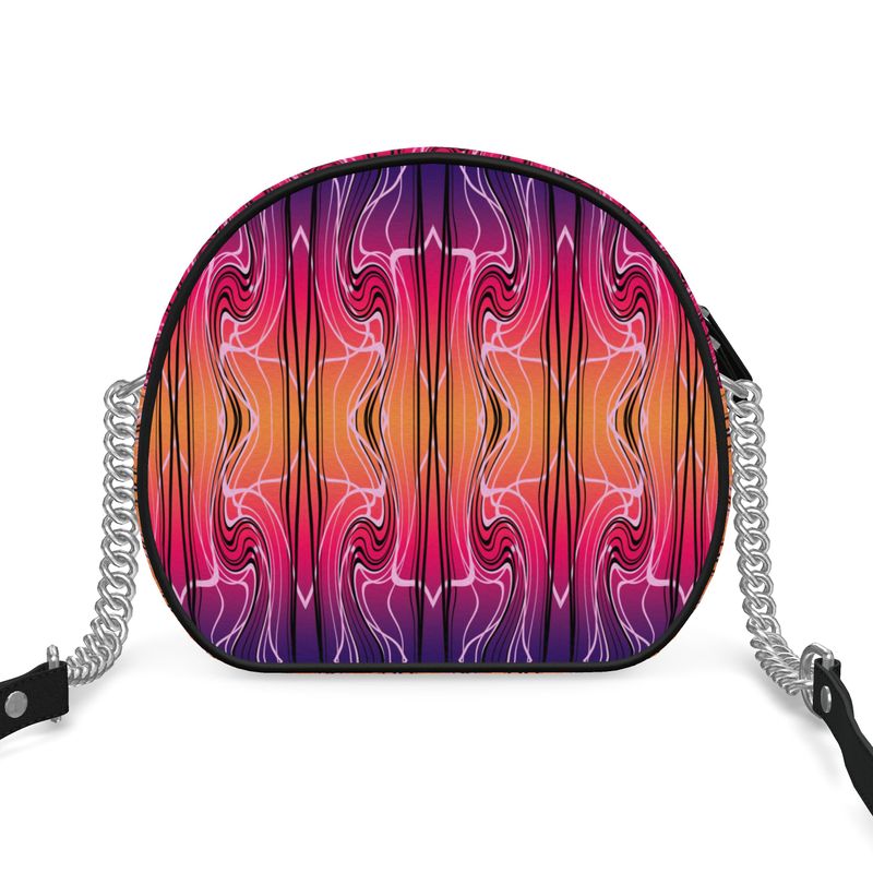 Daisy Inferno | Designer Round Crossbody Bag – Crimson Wave