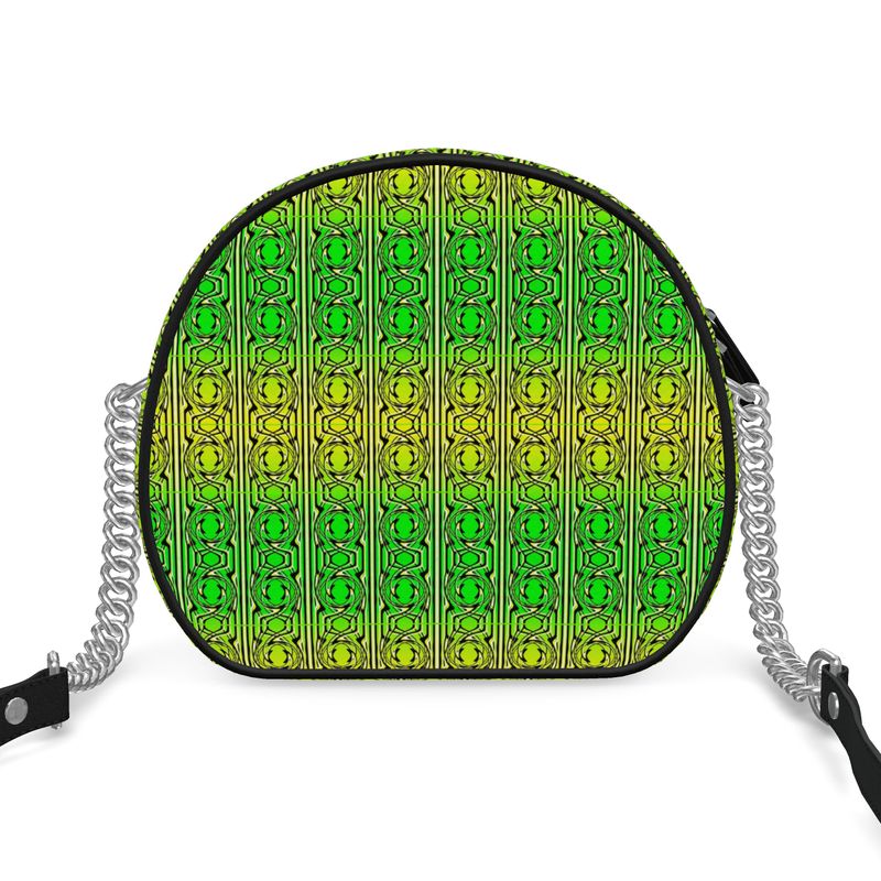Daisy Inferno | Designer Round Crossbody Bag – Neon Lattice