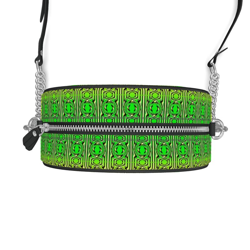 Daisy Inferno | Designer Round Crossbody Bag – Neon Lattice