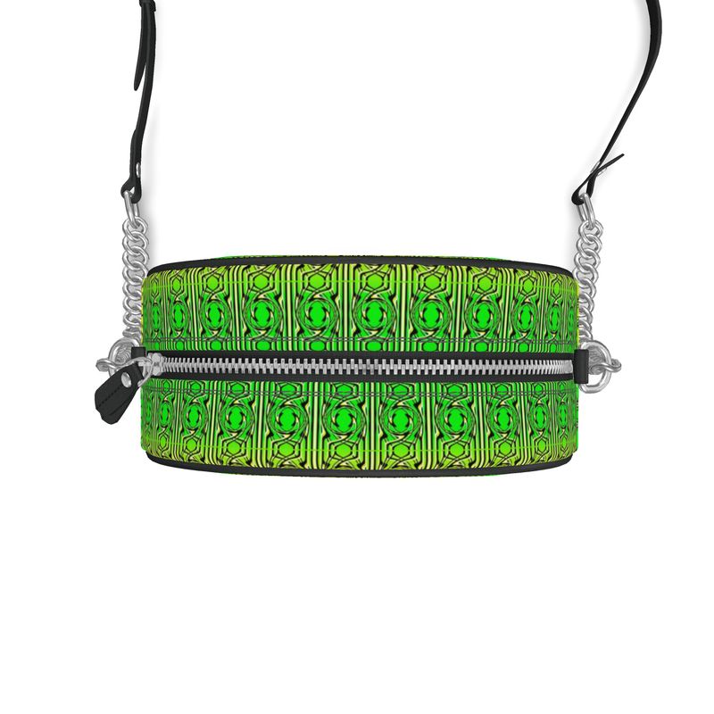 Daisy Inferno | Designer Round Crossbody Box Bag – Neon Lattice