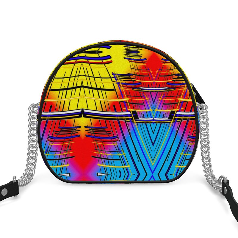 Daisy Inferno | Designer Round Crossbody Bag – Crimson Wave