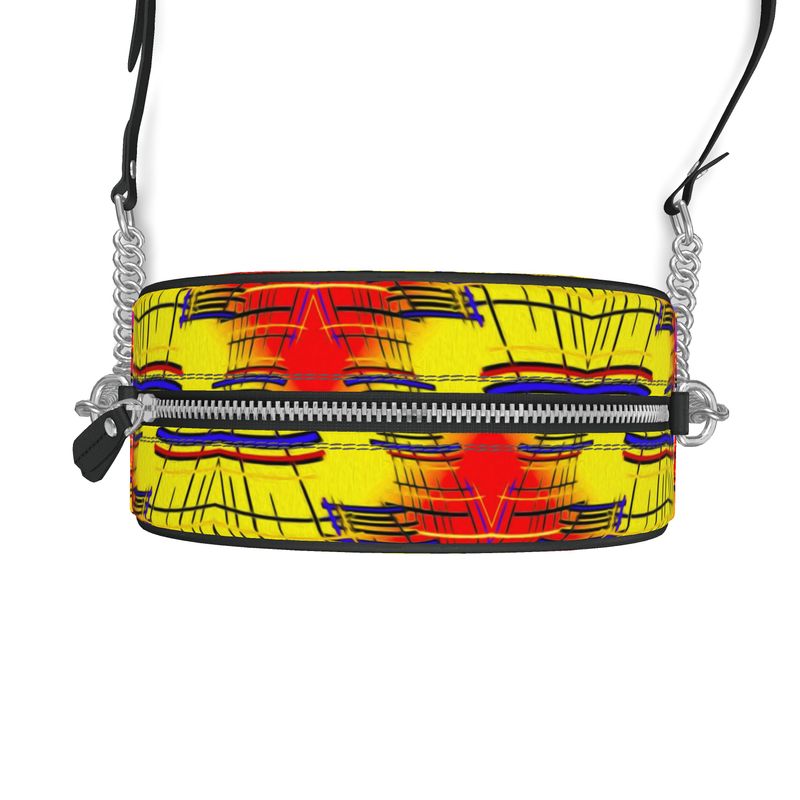 Daisy Inferno | Designer Round Crossbody Bag – Crimson Wave
