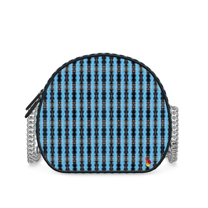 Daisy Inferno | Designer Round Crossbody Box Bag - Turquoise Frequency