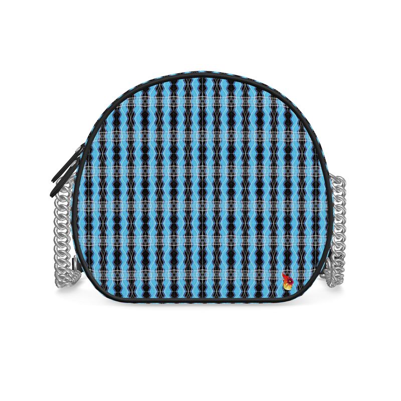 Daisy Inferno | Designer Round Crossbody Box Bag - Turquoise Frequency