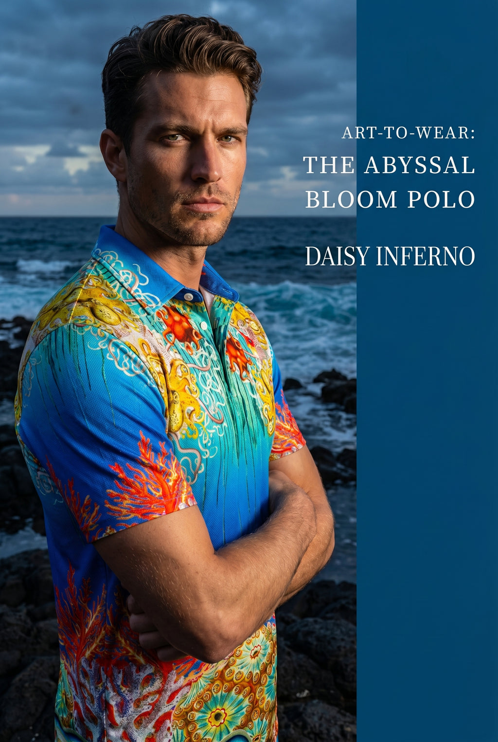 Daisy Inferno™ Abyssal Bloom Men’s Polo Shirt