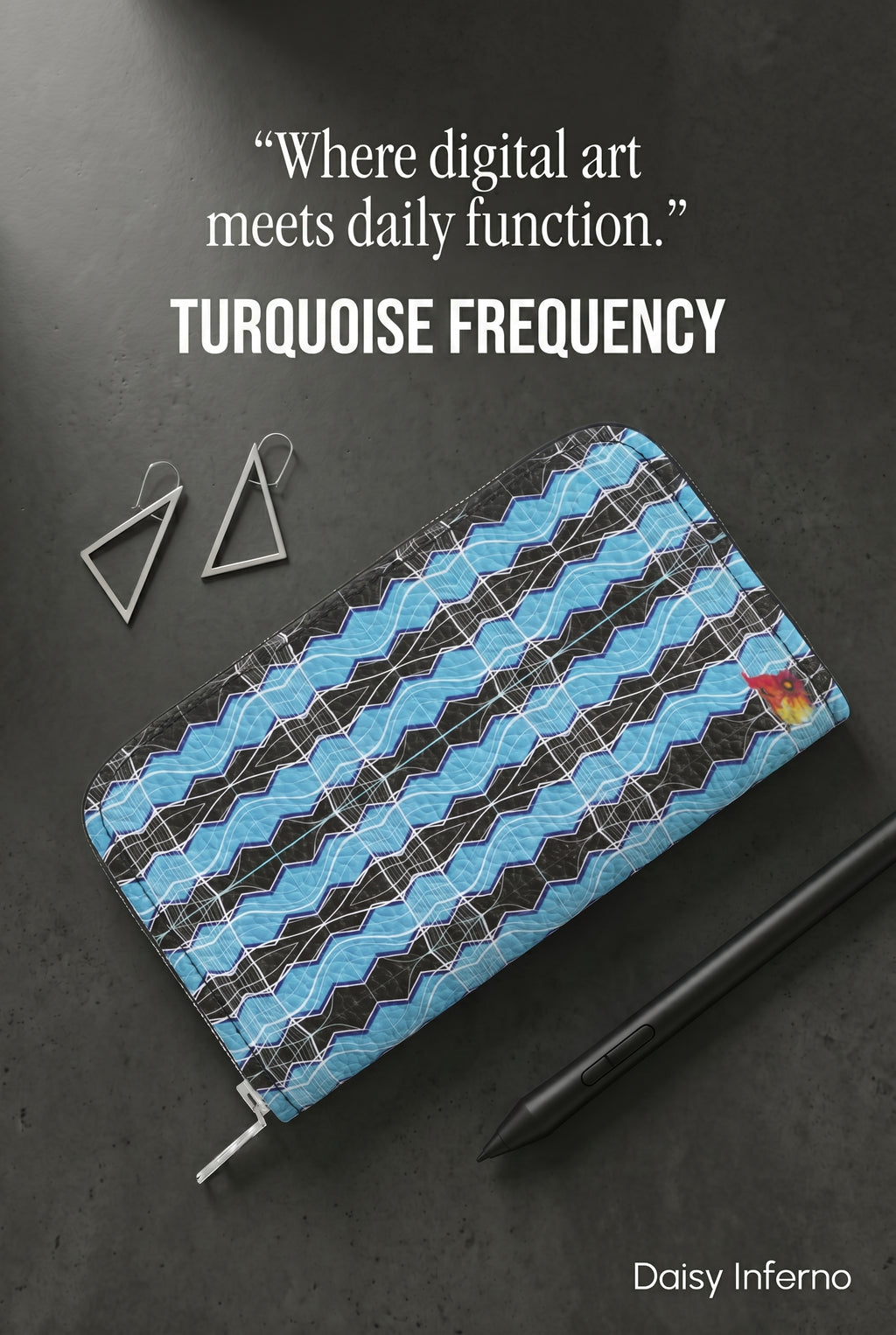 Daisy Inferno | Women’s Zip Leather Wallet – Turquoise Frequency