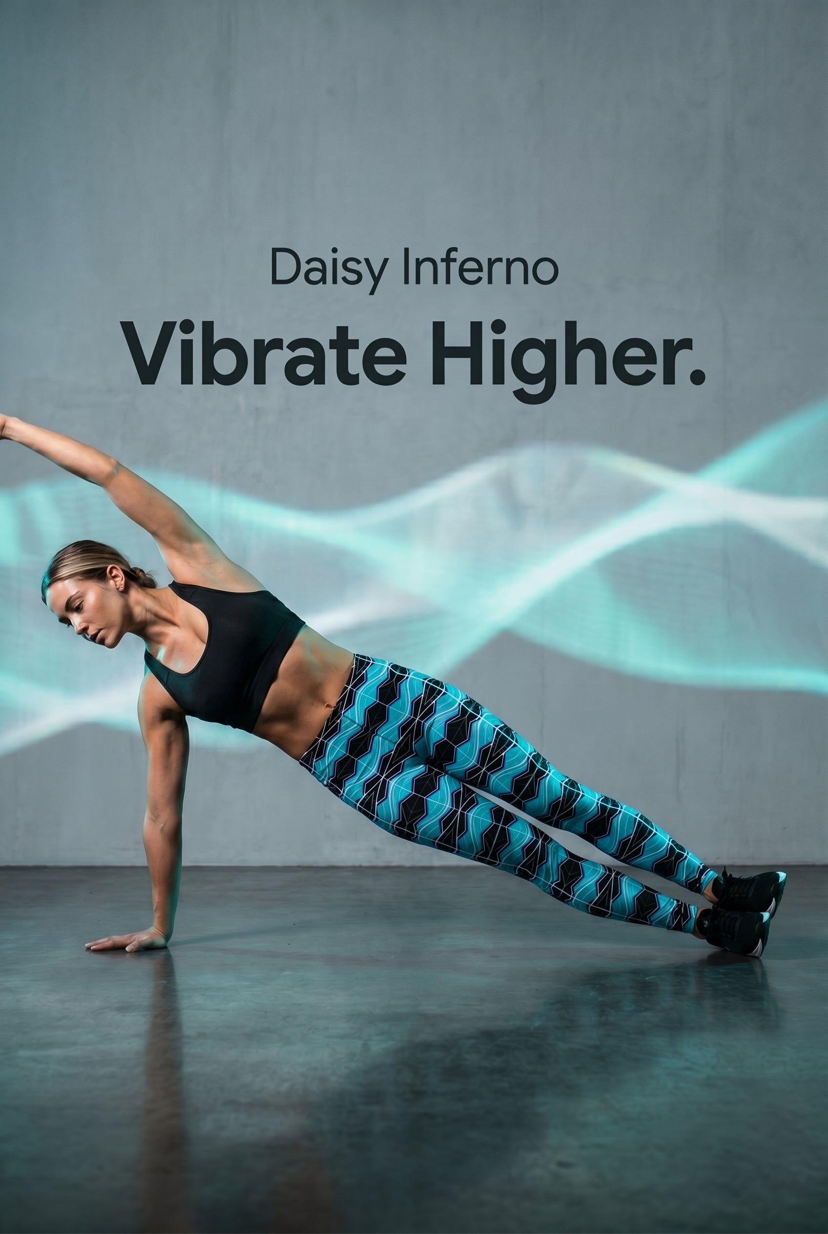 Daisy Inferno™ Turquoise Frequency High Waisted Leggings