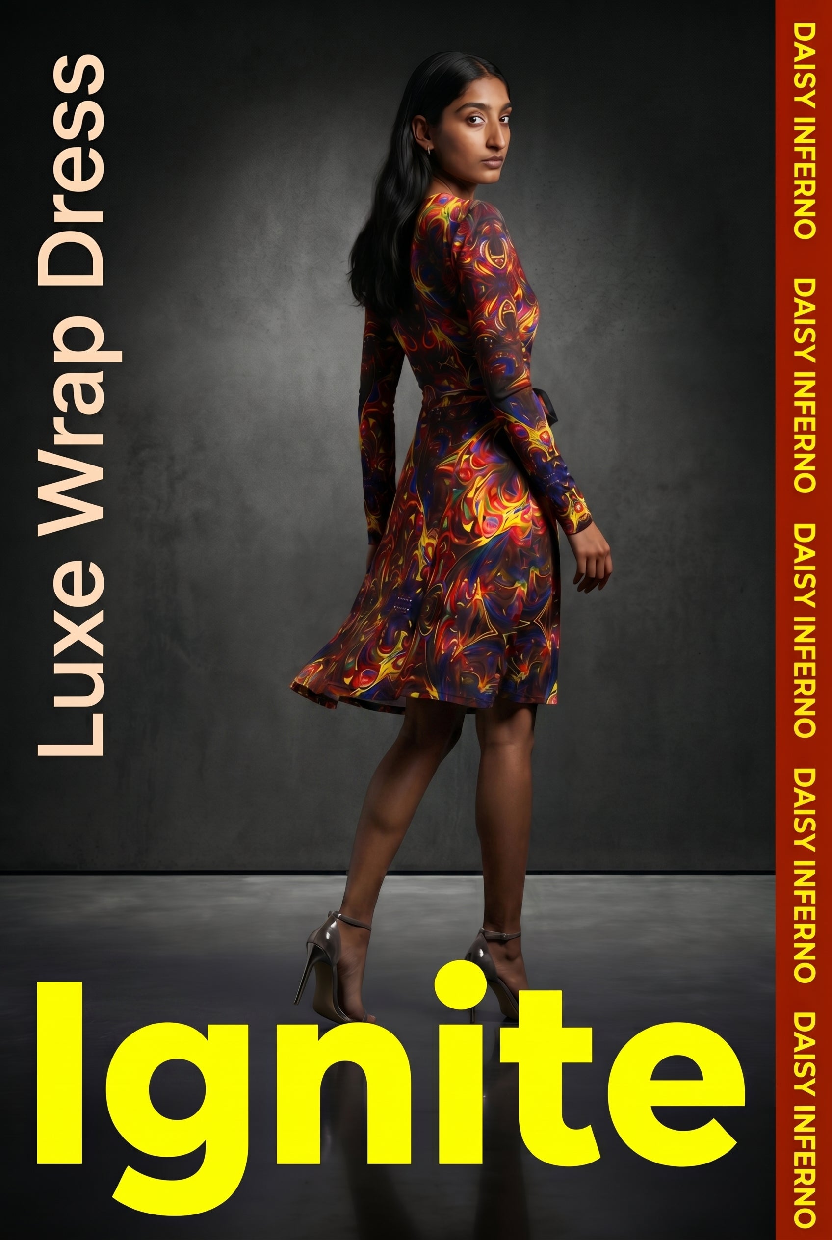 Daisy Inferno™ The Eternal Ember Luxe Wrap Dress By Daisy Inferno