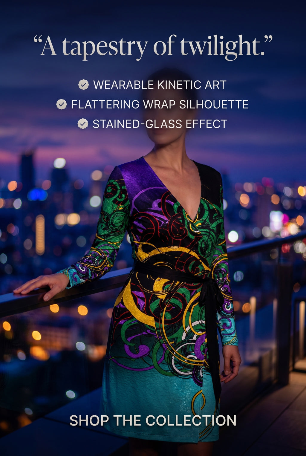 Daisy Inferno™ Midnight Mosaic Luxe Wrap Dress