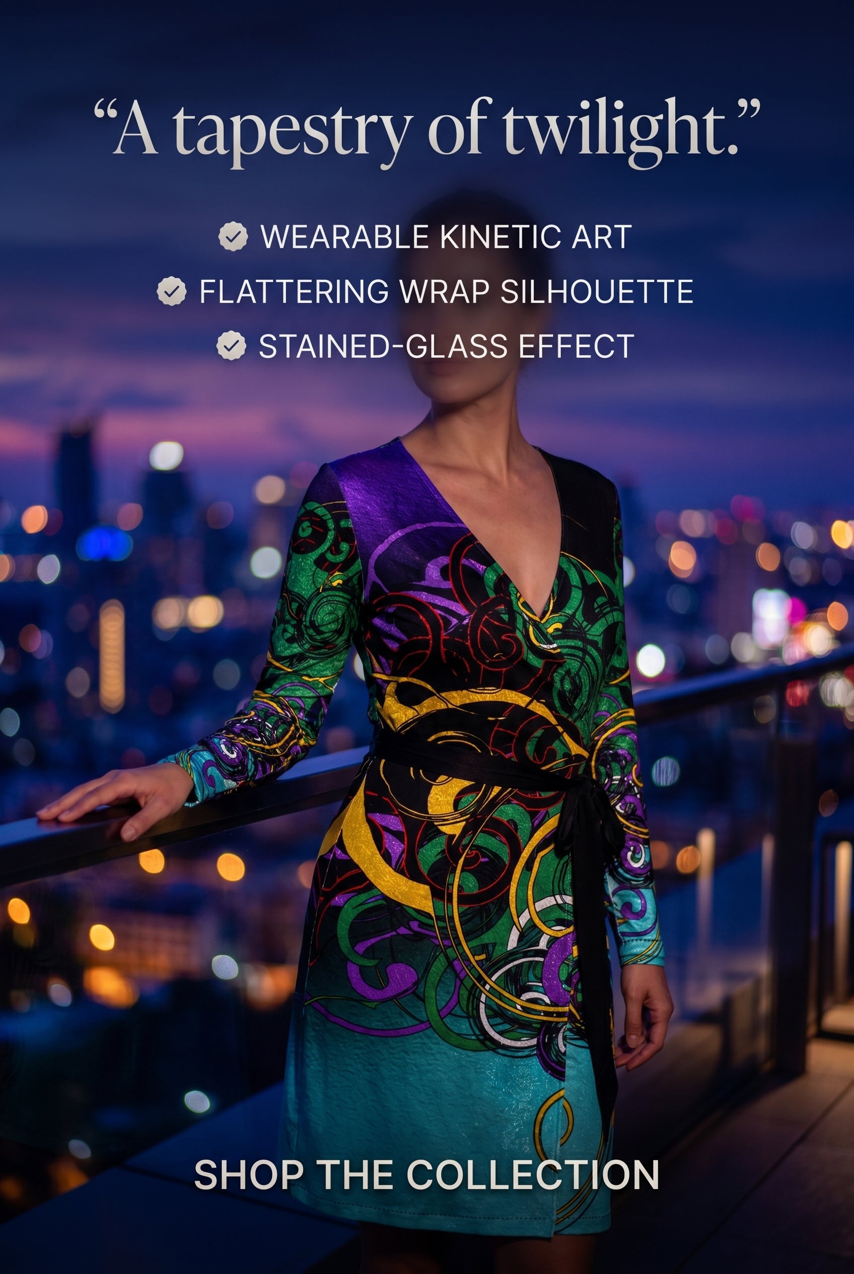 Daisy Inferno™ Midnight Mosaic Luxe Wrap Dress