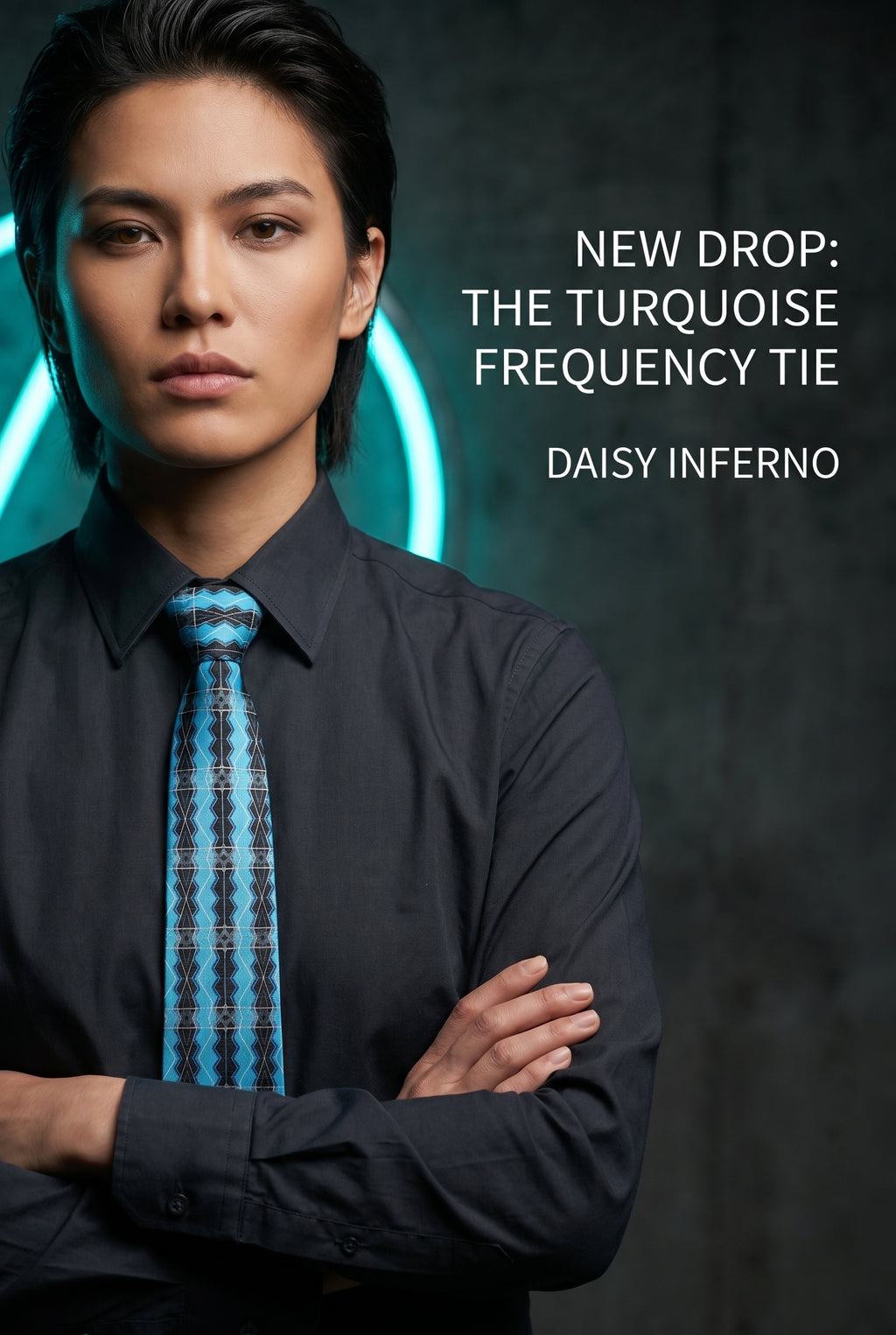 Daisy Inferno™ Men's Turquoise Frequency Graphic Necktie