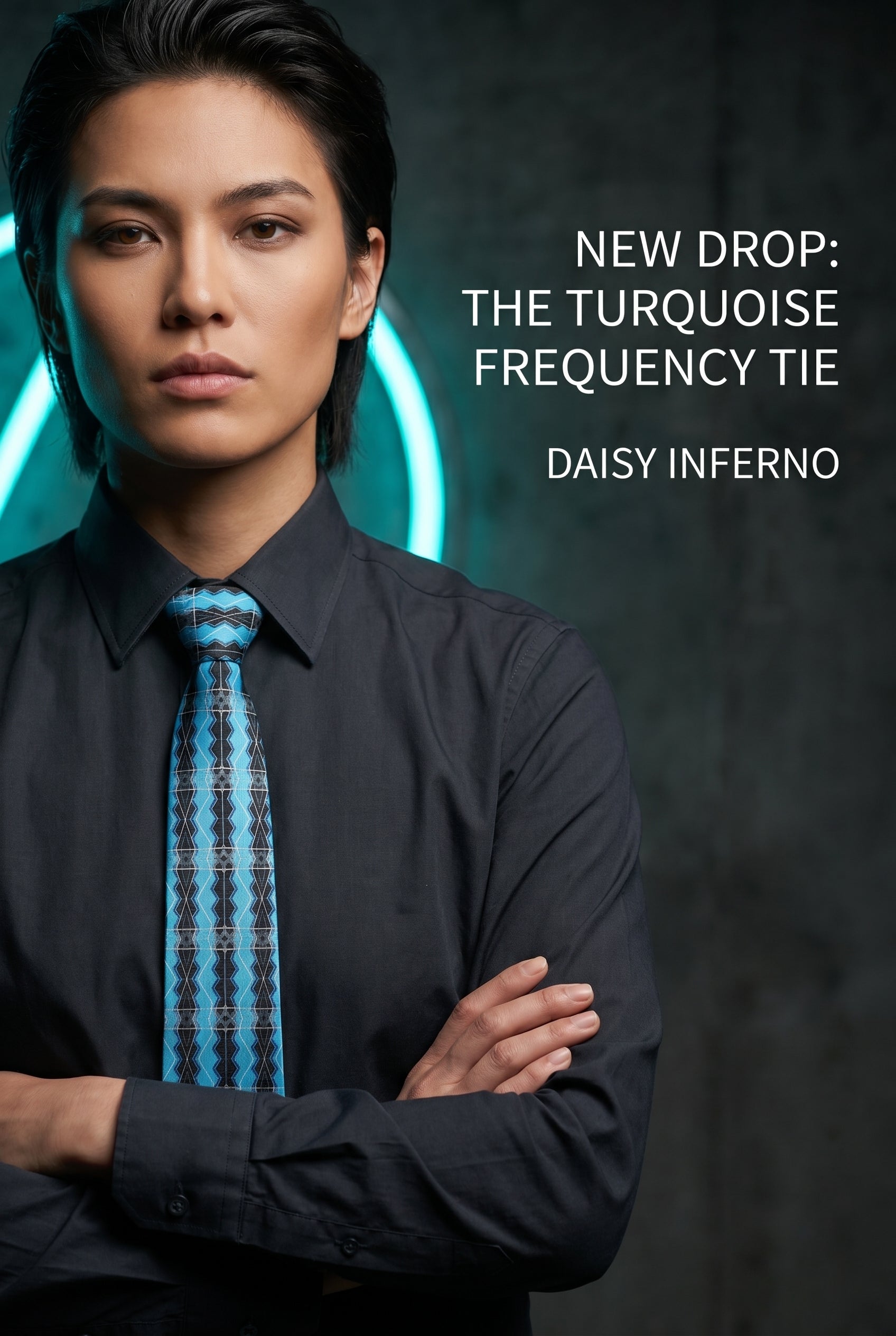 Daisy Inferno™ Men's Turquoise Frequency Graphic Necktie