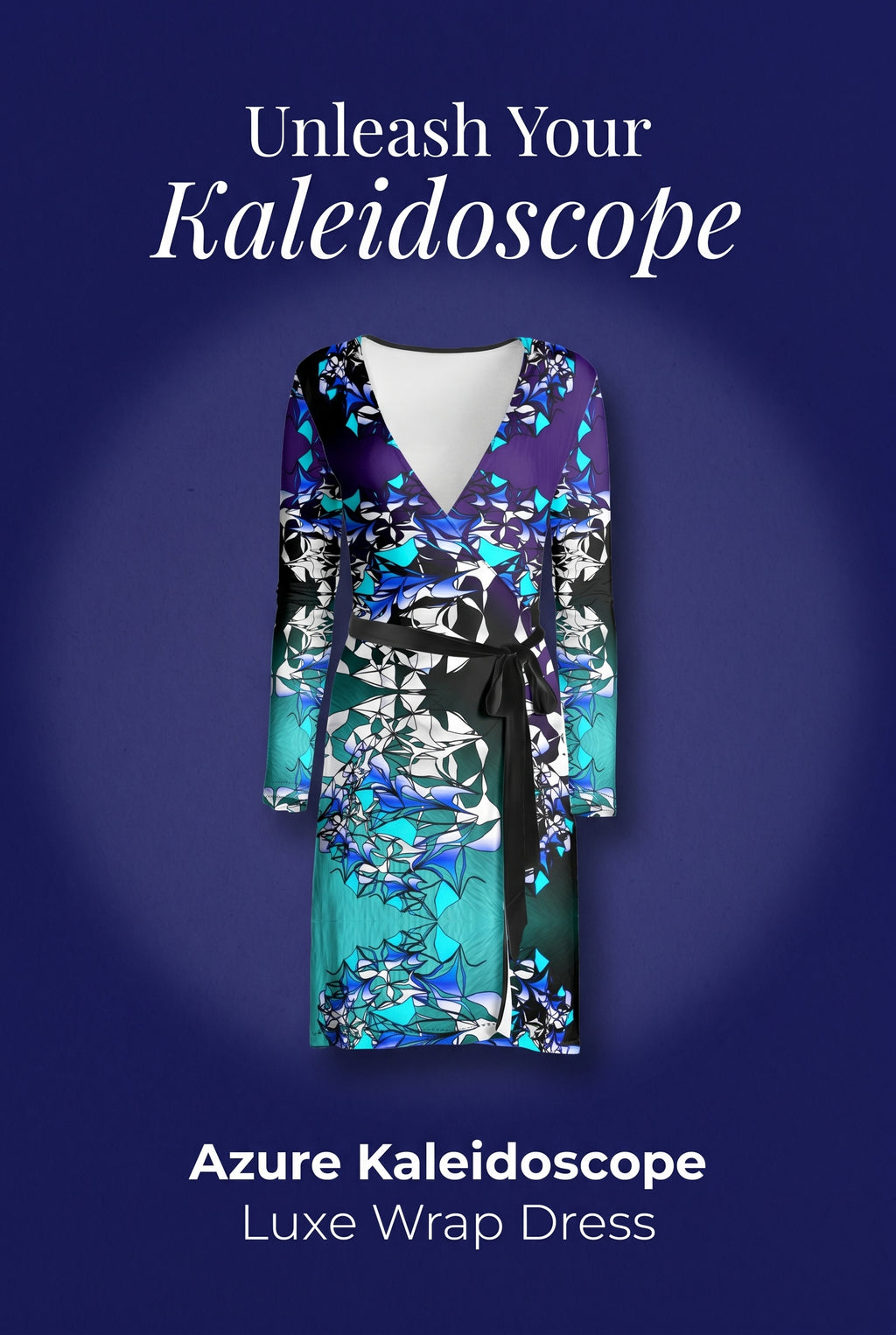 Daisy Inferno™ Azure Kaleidoscope Luxe Wrap Dress