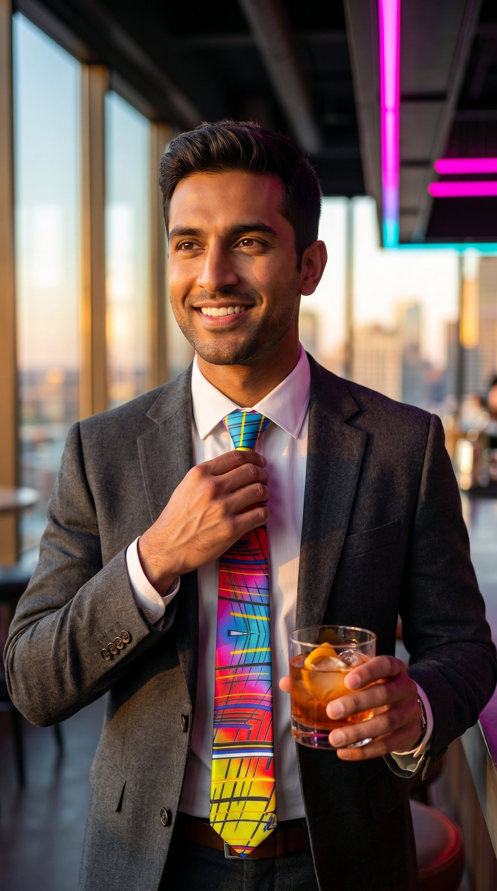 Daisy Inferno™ Men's Techno Prism Graphic Necktie