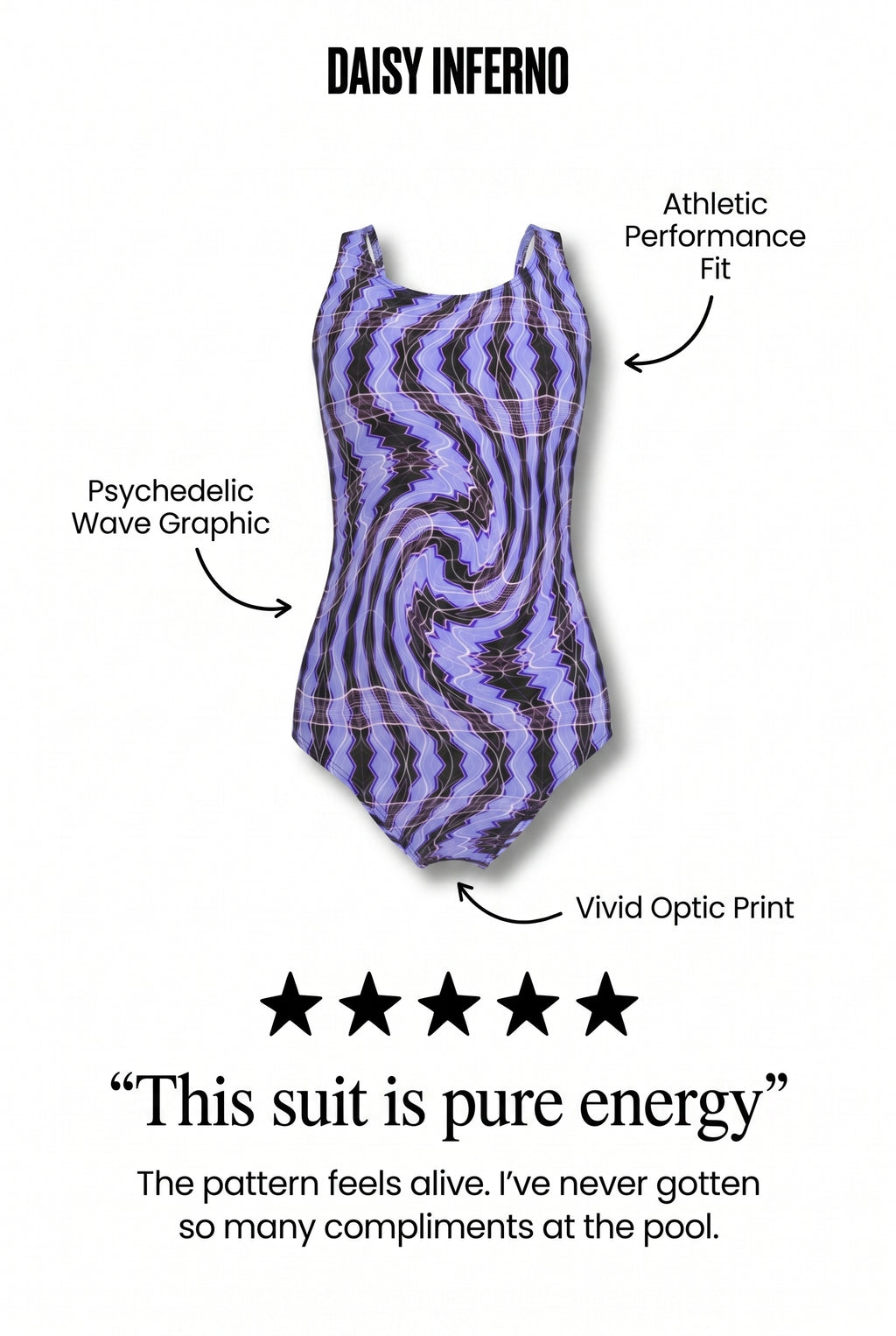Daisy Inferno™  Lavender Pulse One-Piece Swimsuit (XS-2XL)