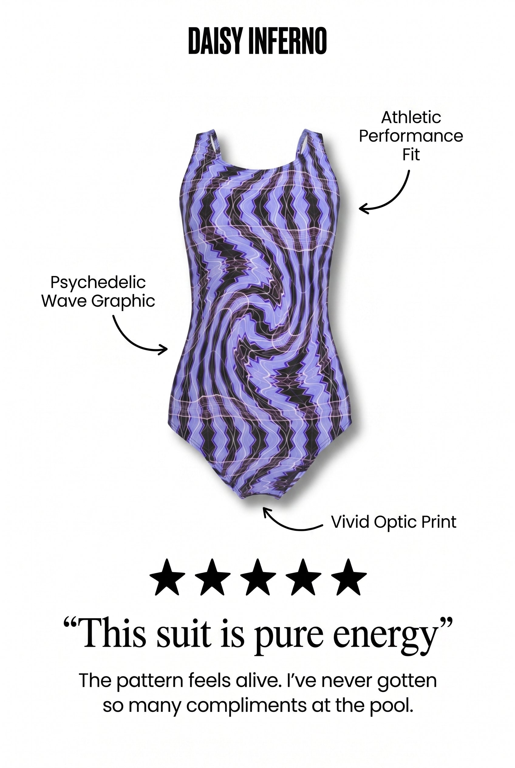 Daisy Inferno™  Lavender Pulse One-Piece Swimsuit (XS-2XL)