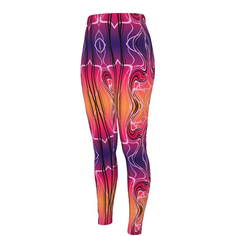 Shop the Crimson Wave leggings by Daisy Inferno. Featuring a bold red fractal design, compressive high waistband, and buttery-soft squat-proof fabric. Sizes XS-3XL.