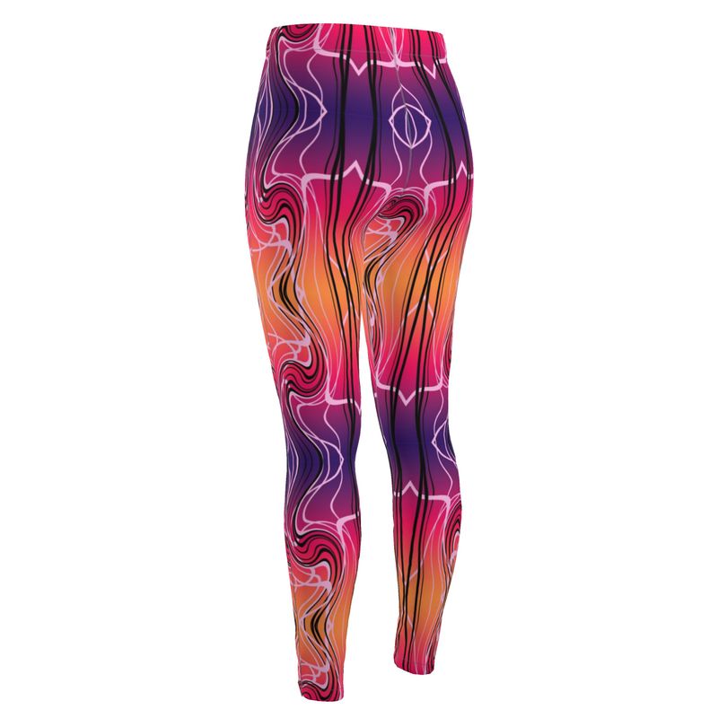 Shop the Crimson Wave leggings by Daisy Inferno. Featuring a bold red fractal design, compressive high waistband, and buttery-soft squat-proof fabric. Sizes XS-3XL.