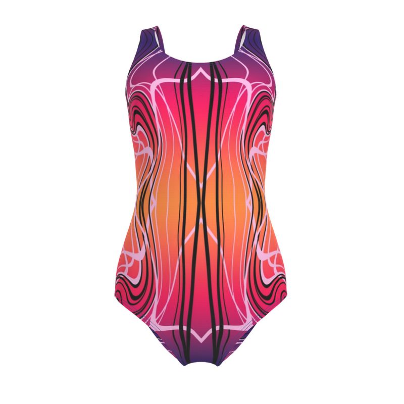 Shop the Crimson Wave by Daisy Inferno. Recycled sustainable fabric meets a vibrant red fractal design. Squat-proof, anti-chafe seams, and inclusive sizes XS-3XL.