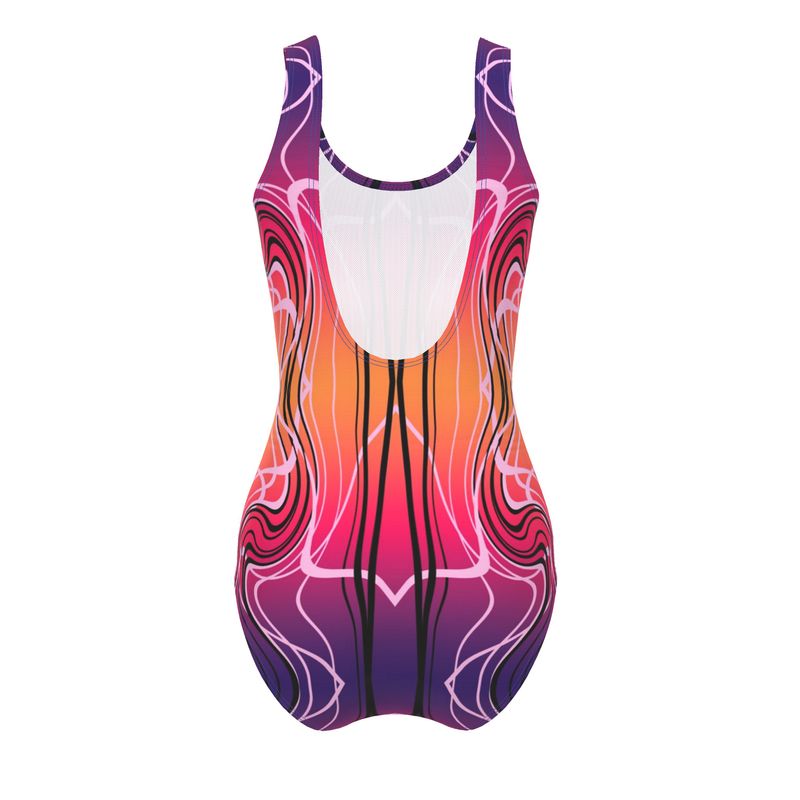 Shop the Crimson Wave by Daisy Inferno. Recycled sustainable fabric meets a vibrant red fractal design. Squat-proof, anti-chafe seams, and inclusive sizes XS-3XL.