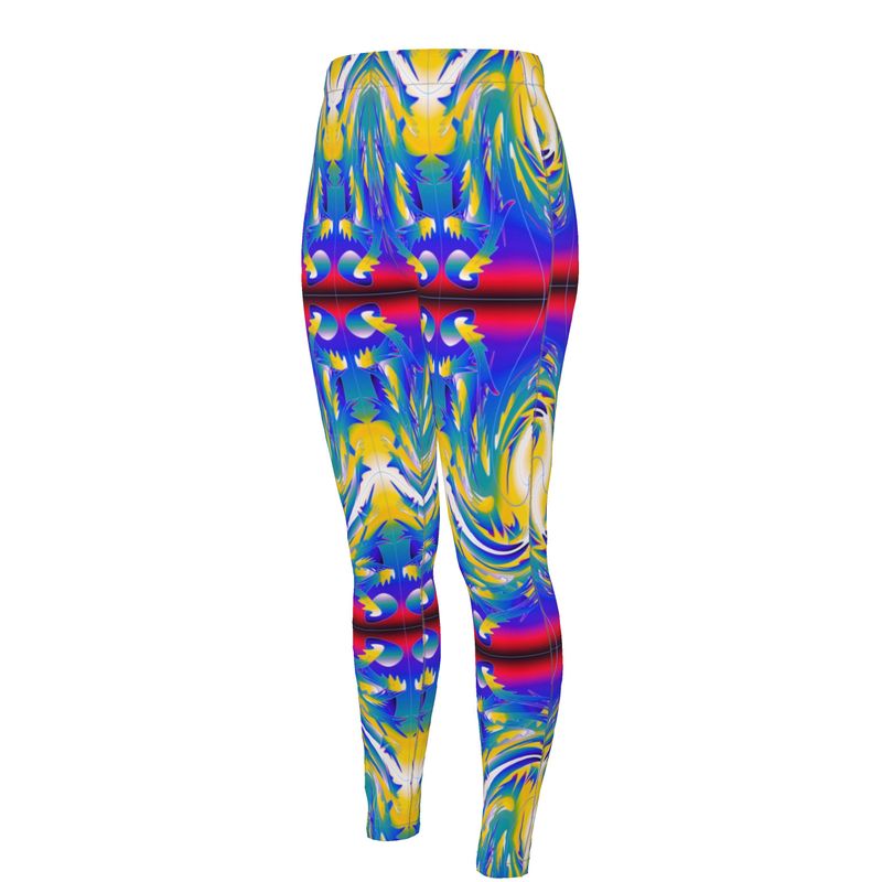 Step into the future with Electric Horizon high-waisted leggings. Squat-proof, flatlock seams, and inclusive sizing. Vibrant electric blue fractal print for gym & rave.