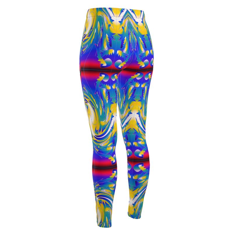Step into the future with Electric Horizon high-waisted leggings. Squat-proof, flatlock seams, and inclusive sizing. Vibrant electric blue fractal print for gym & rave.