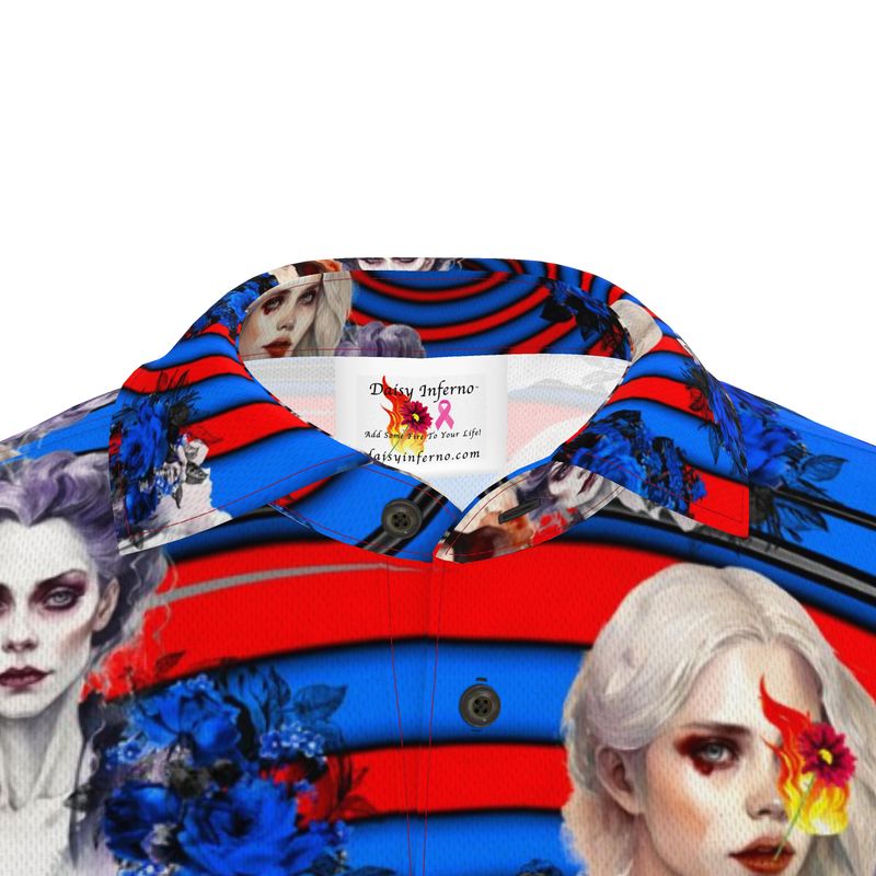 Elevate your style with the Hypnotic Muse men's polo. Featuring a vibrant, symmetrical fractal print on breathable cotton-poly fabric. Perfect for work, sports, or casual wear.