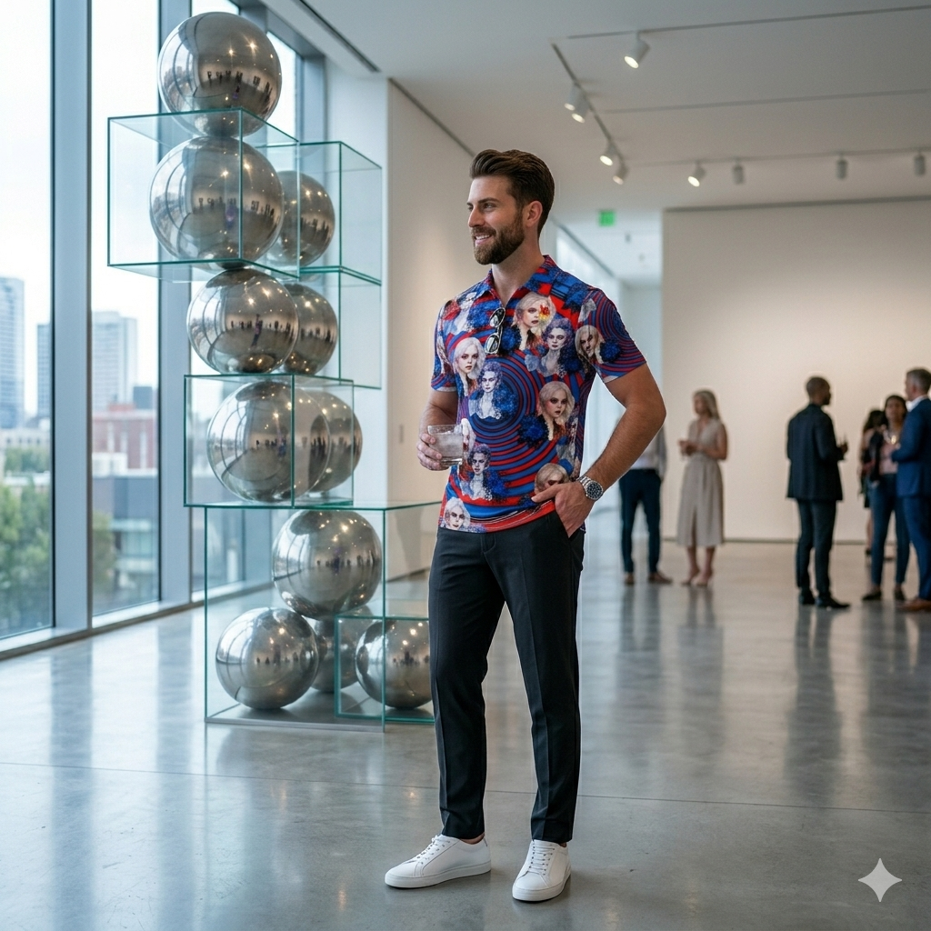 Elevate your style with the Hypnotic Muse men's polo. Featuring a vibrant, symmetrical fractal print on breathable cotton-poly fabric. Perfect for work, sports, or casual wear.