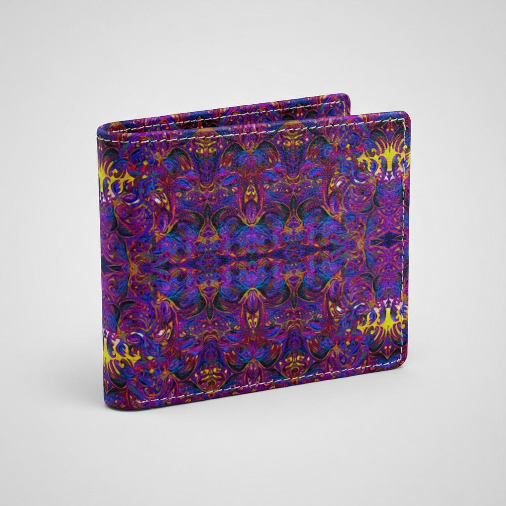 The Ethereal Orbit Men's Leather Bifold Wallet  By Daisy Inferno