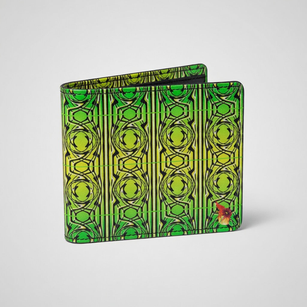 The Neon Lattice Men's Leather Bifold Wallet  By Daisy Inferno™