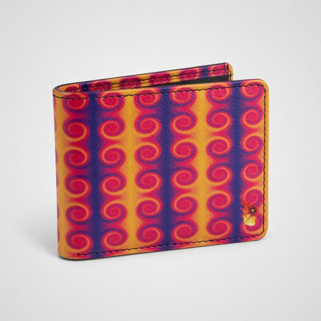 The Solar Flare Men's Leather Bifold Wallet  By Daisy Inferno