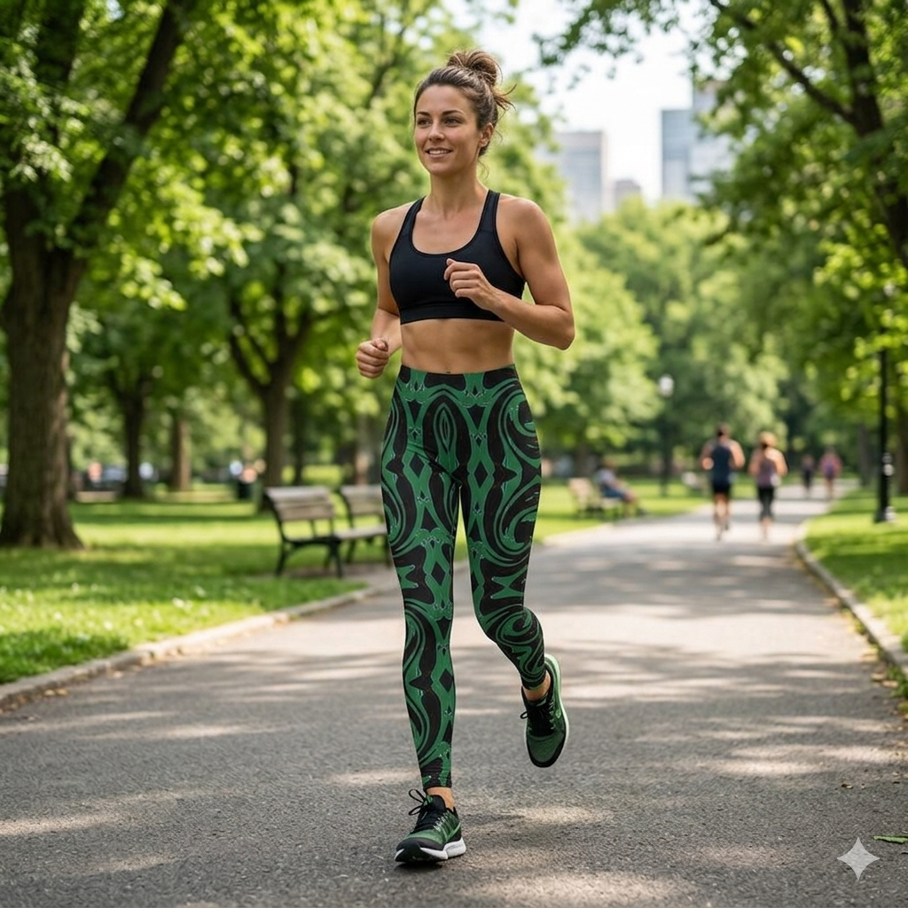 Daisy Inferno Women’s Verdant Vortex Designer Cindy Leggings – High-Waisted, Squat-Proof, Sculpting Performance Fabric