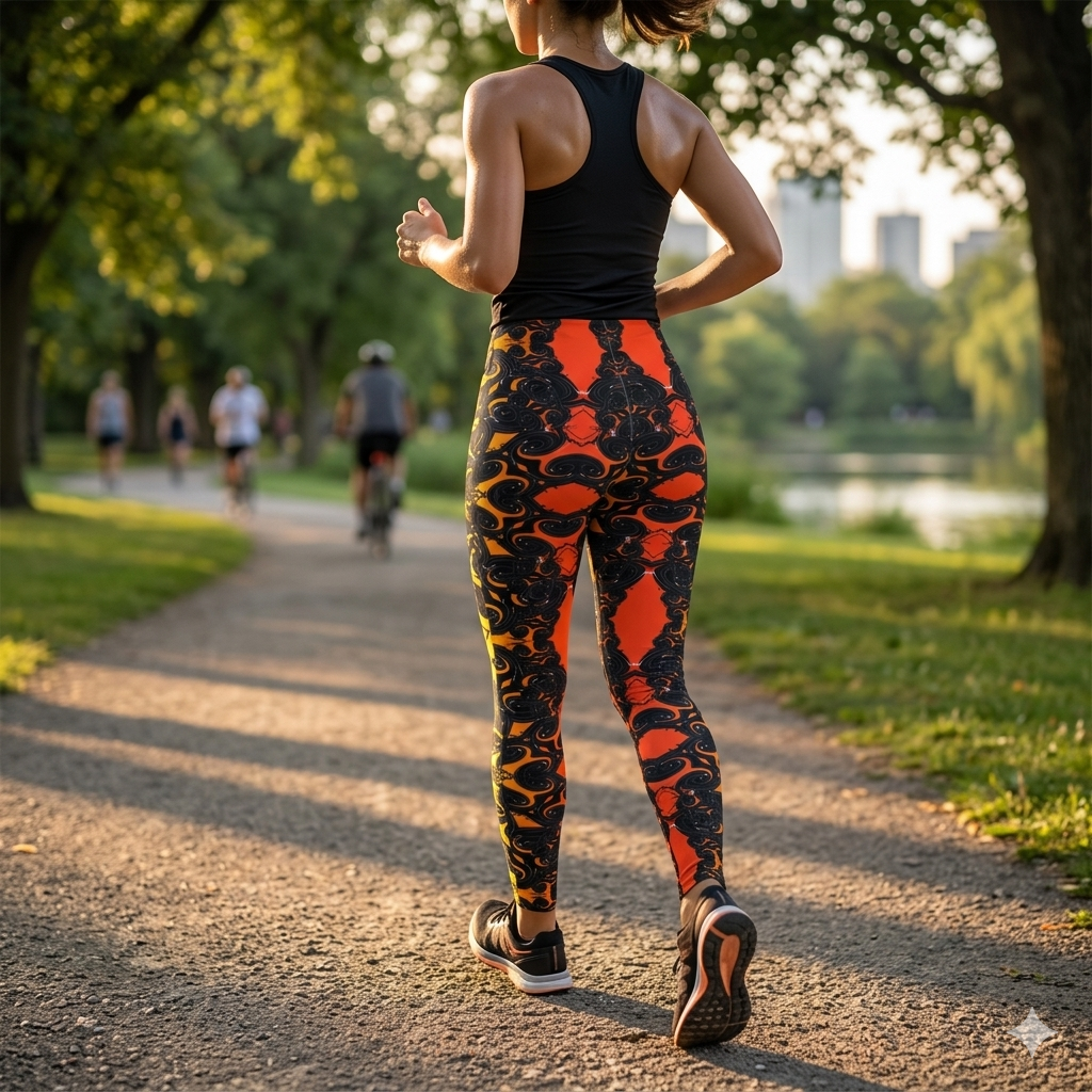 Daisy Inferno™ Solar Flare Vortex High-Waisted Leggings – Squat-Proof, Tummy Control Athletic Yoga Pants (2XL-XXL)