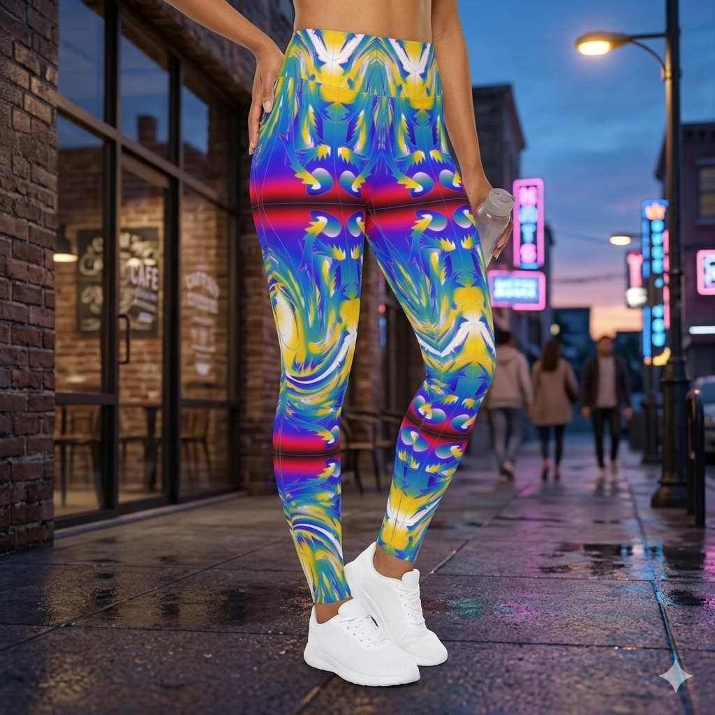 Electric Horizon High-Waisted Leggings by Daisy Inferno